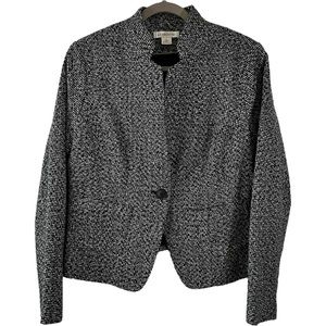 Liz Claiborne Women’s Black White‎ Tweed One Button Blazer  Sz L